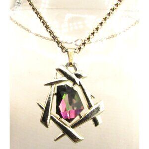 VTG Sarah Coventry ABSTRACT MYSTIC Watermelon glass Rhinestone Pendant  JEWLERY